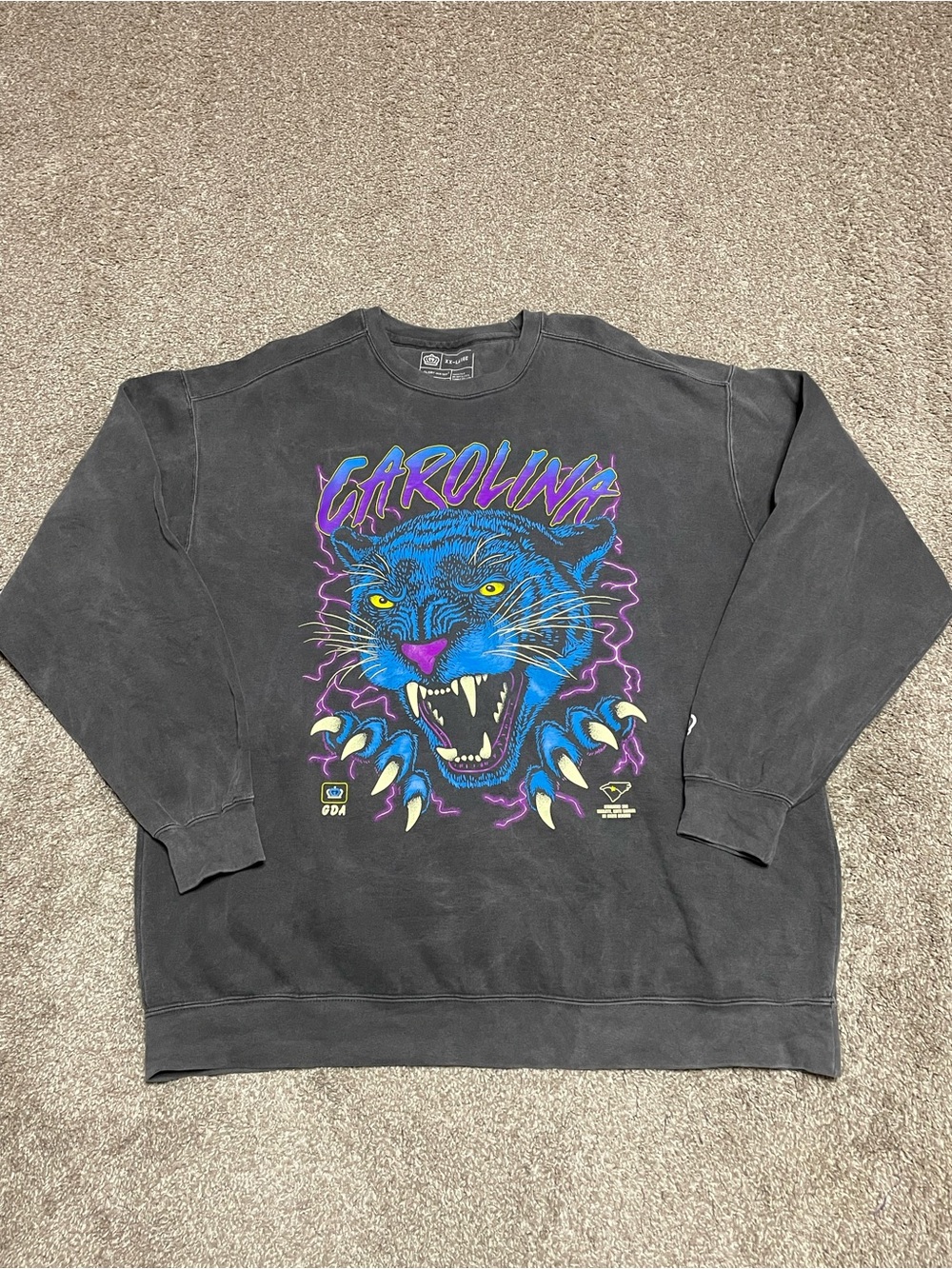 Carolina Panthers Retro Style Crewneck Sweatshirt Men’s XXL